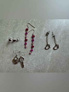 Heart Dangle Earrings Set